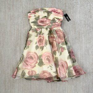 NWT Donna Ricco Floral Strapless Formal Mini Dress 4 Petite